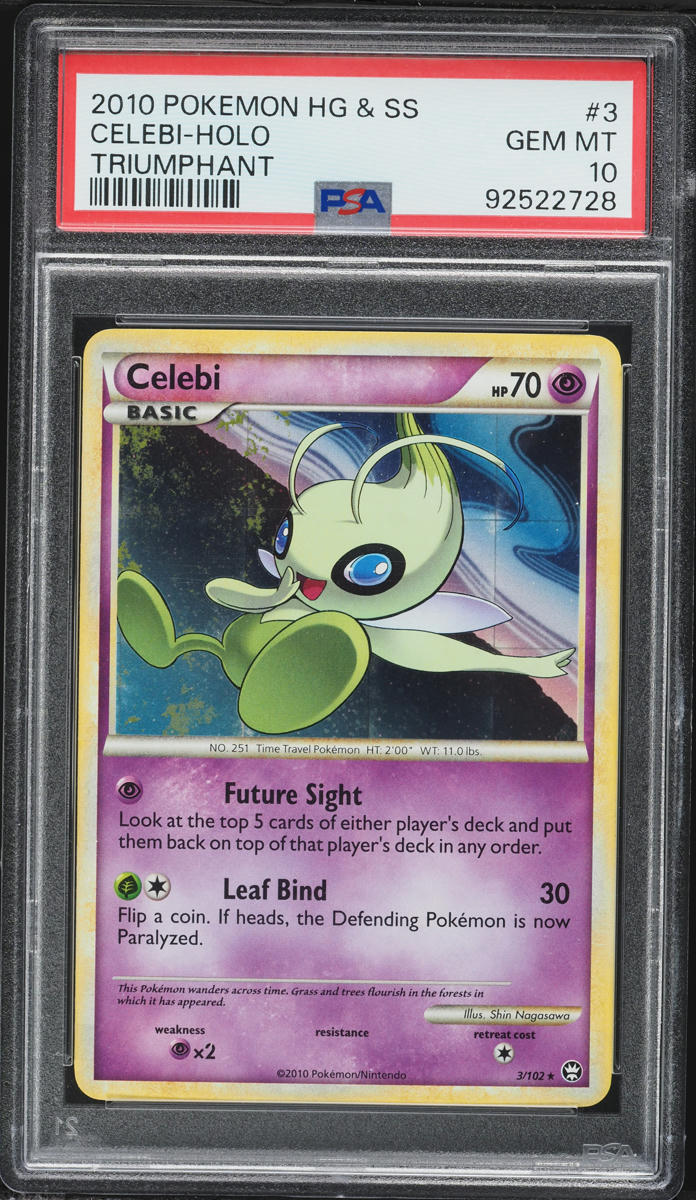 2010 Pokemon HeartGold & SoulSilver Triumphant Holo Celebi #3 PSA 10 GEM MINT
