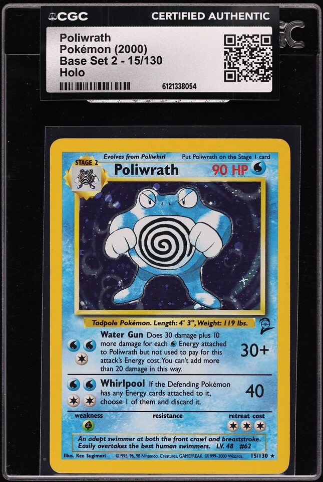 2000 Pokemon Base Set 2 Holo Poliwrath #15 CGC AUTH