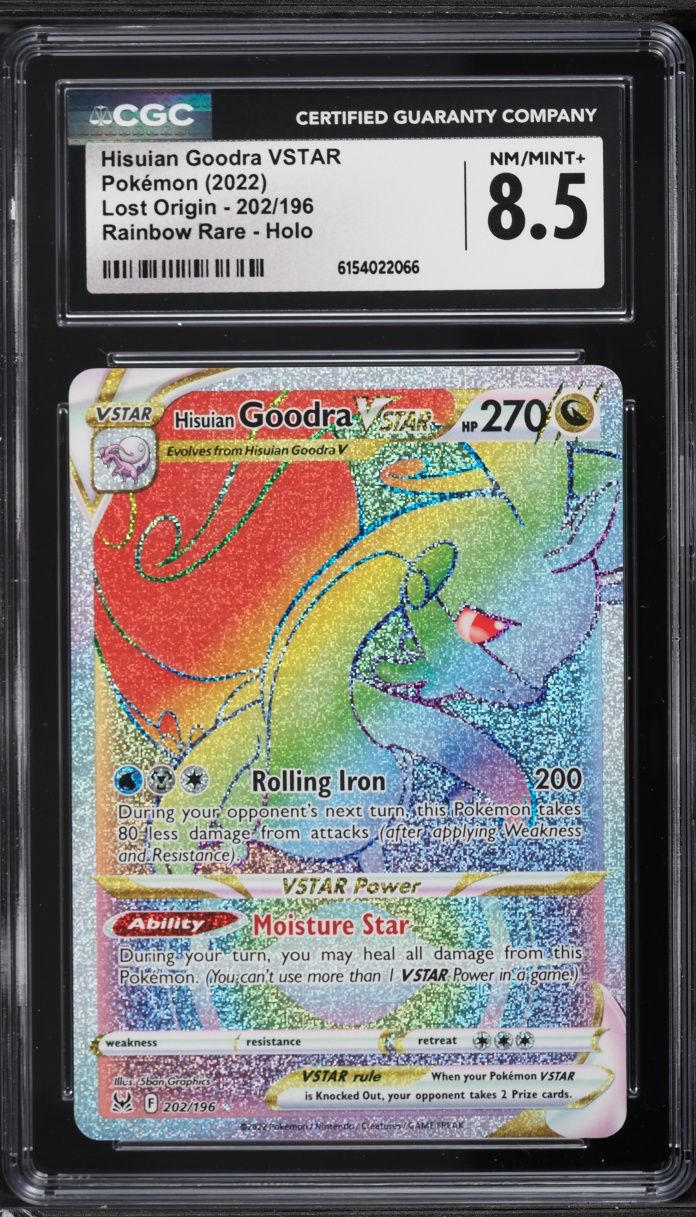 2022 Pokemon Sword & Shield Lost Origin Hyper Rare Hisuian Goodra VSTAR #202 CGC 8.5 NM-MT+