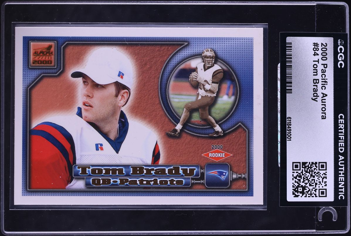 2000 Pacific Aurora Football Tom Brady ROOKIE #84 CGC AUTH