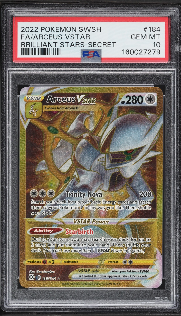 2022 Pokemon Sword & Shield Brilliant Stars Gold Rare Arceus VSTAR #184 PSA 10 GEM MINT