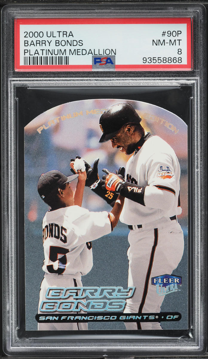 2000 Ultra Platinum Medallion Barry Bonds /50 #90P PSA 8 NM-MT