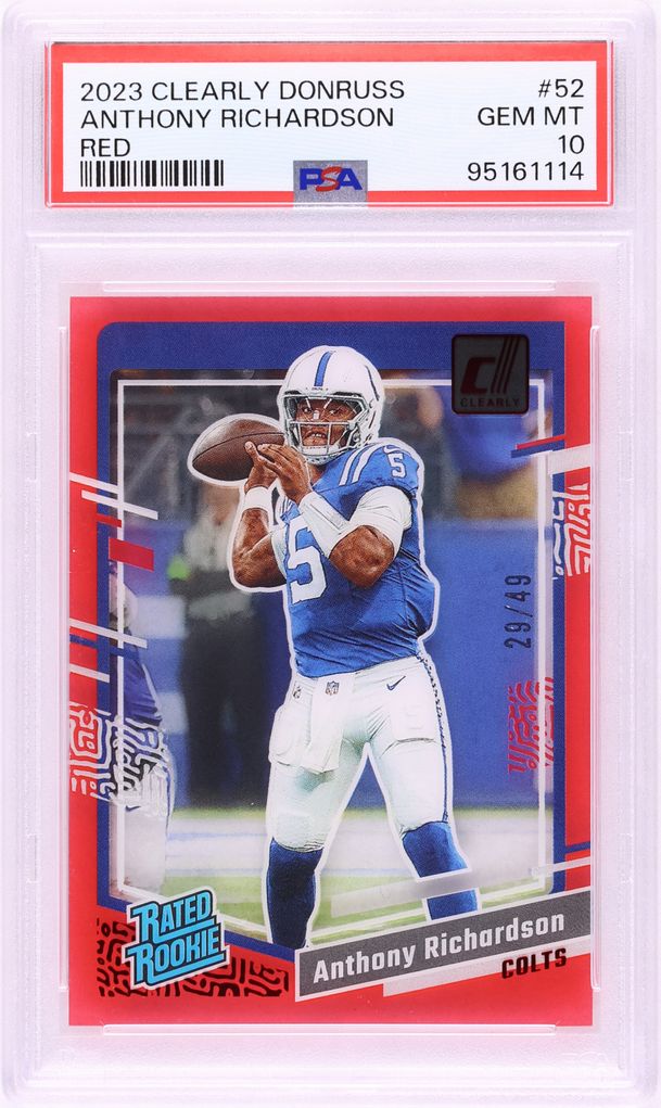 2023 Panini Clearly Donruss Red Anthony Richardson ROOKIE /49 #52 PSA 10 GEM