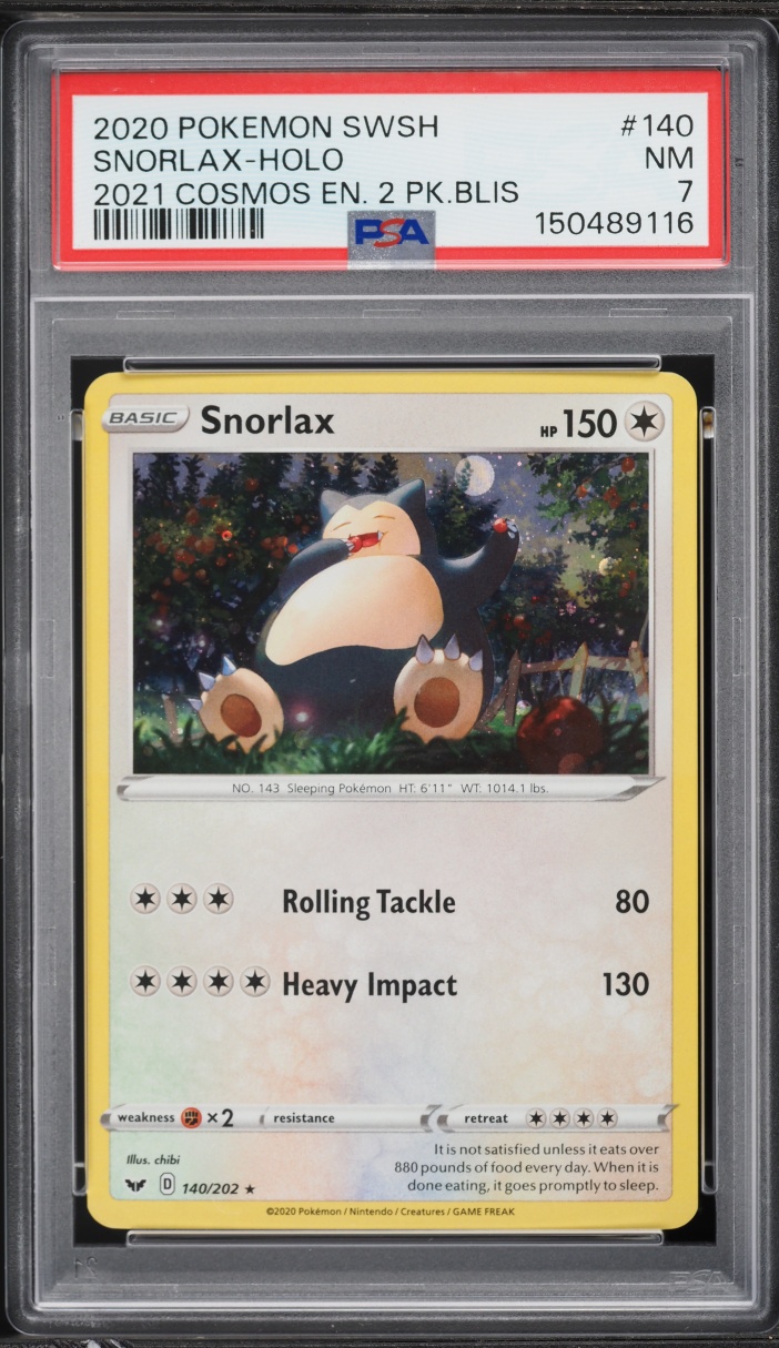 2020 Pokemon Sword & Shield Promo Cosmos Holo Snorlax #140 PSA 7 NRMT