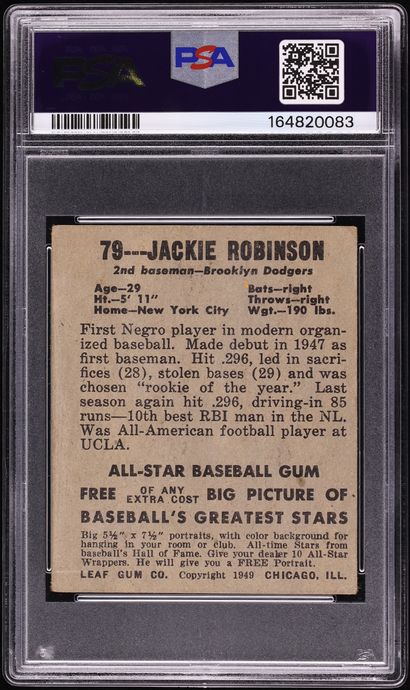 1948 Leaf Jackie Robinson ROOKIE AUTO DNA 8 #79 PSA 1 PR