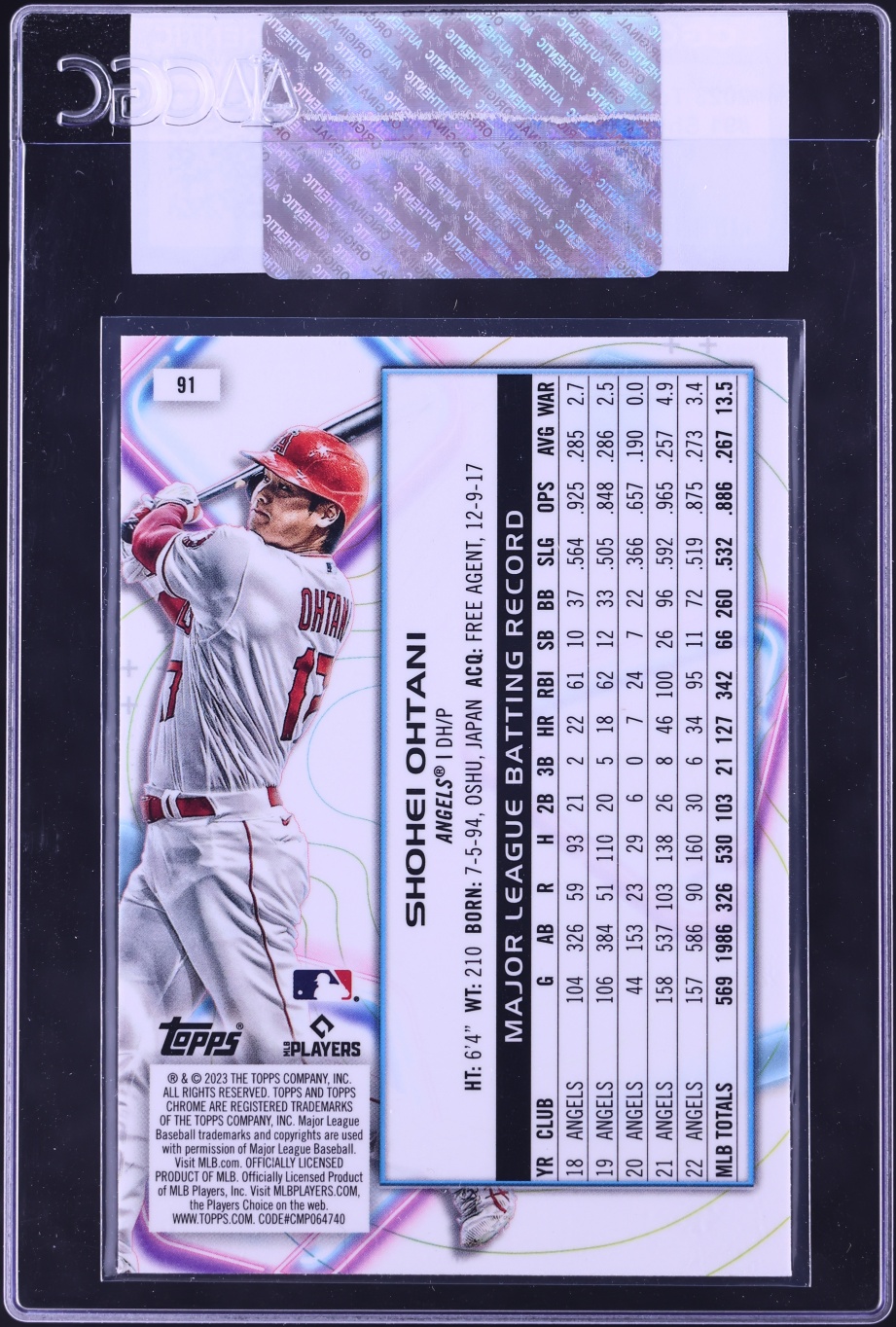 2023 Topps Chrome Cosmic Shohei Ohtani #91 CGC AUTH
