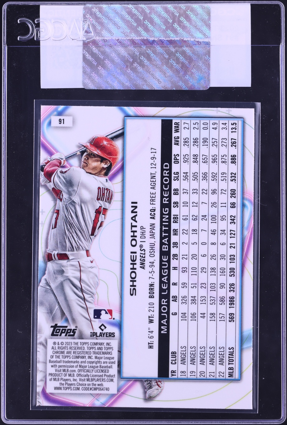 2023 Topps Chrome Cosmic Shohei Ohtani #91 CGC AUTH