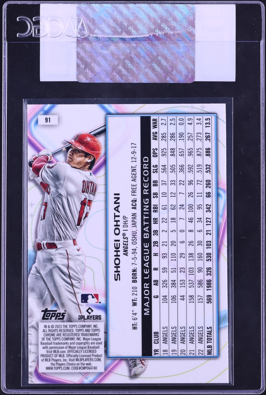 2023 Topps Chrome Cosmic Shohei Ohtani #91 CGC AUTH