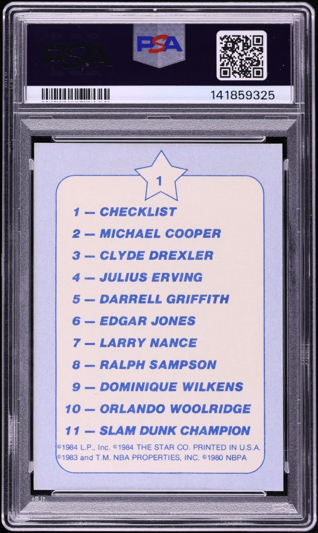 1984 Star Slam Dunk Checklist #1 PSA 9 MINT