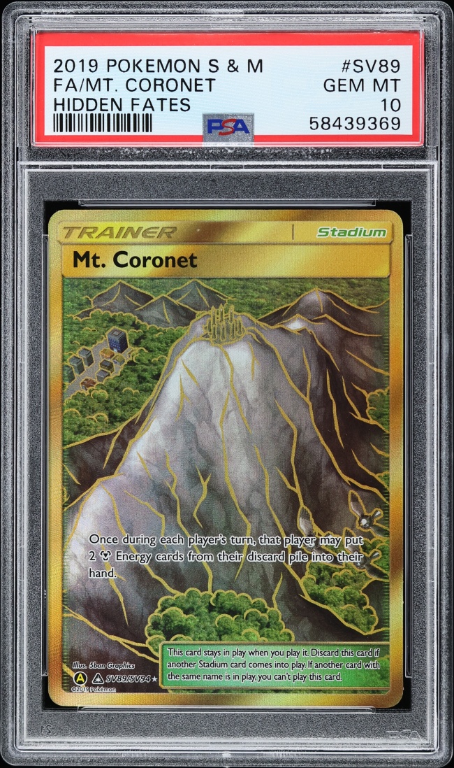 2019 Pokemon Sun & Moon Hidden Fates Full Art Mt. Coronet #SV89 PSA 10 GEM MINT