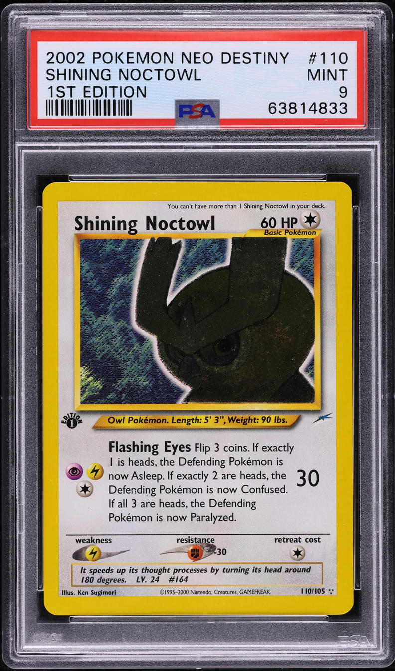 2002 Pokemon Neo Destiny 1st Edition Shining Noctowl #110 PSA 9 MINT