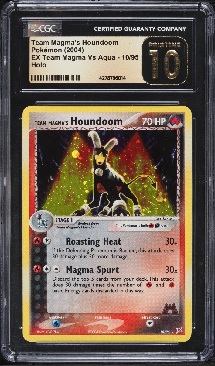 2004 Pokemon EX Team Magma Vs Aqua Holo Team Magma's Houndoom #10 CGC 10 PRISTINE