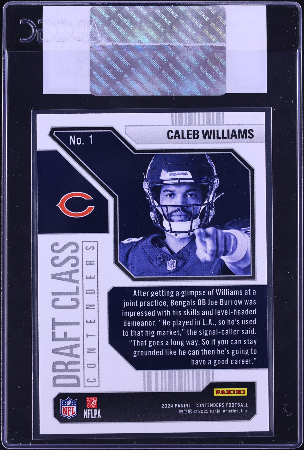 2024 Panini Contenders Draft Class Red Caleb Williams ROOKIE #1 CGC AUTH