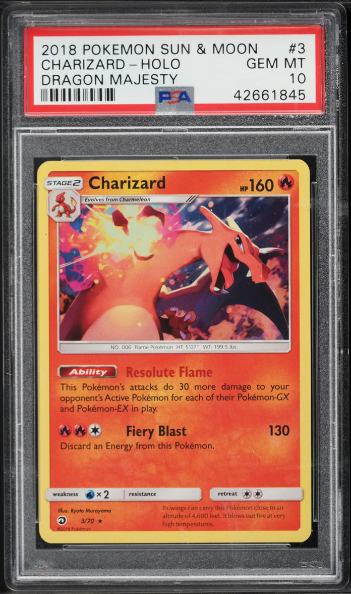 2018 Pokemon Sun & Moon Dragon Majesty Holo Charizard #3 PSA 10 GEM MINT