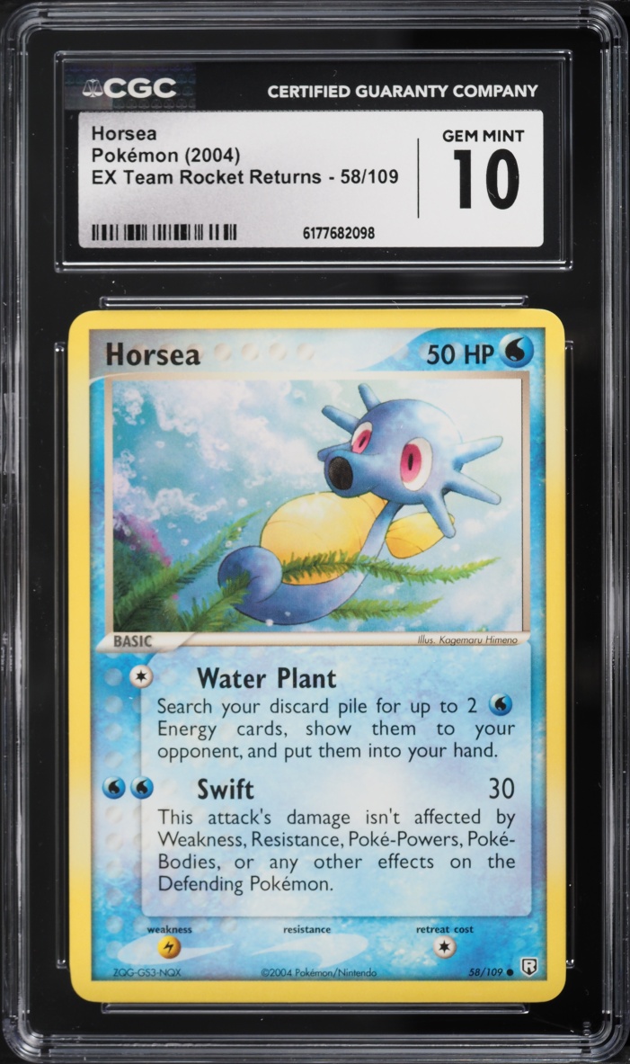 2004 Pokemon Ex Team Rocket Returns Horsea #58 CGC 10 Gem Mint