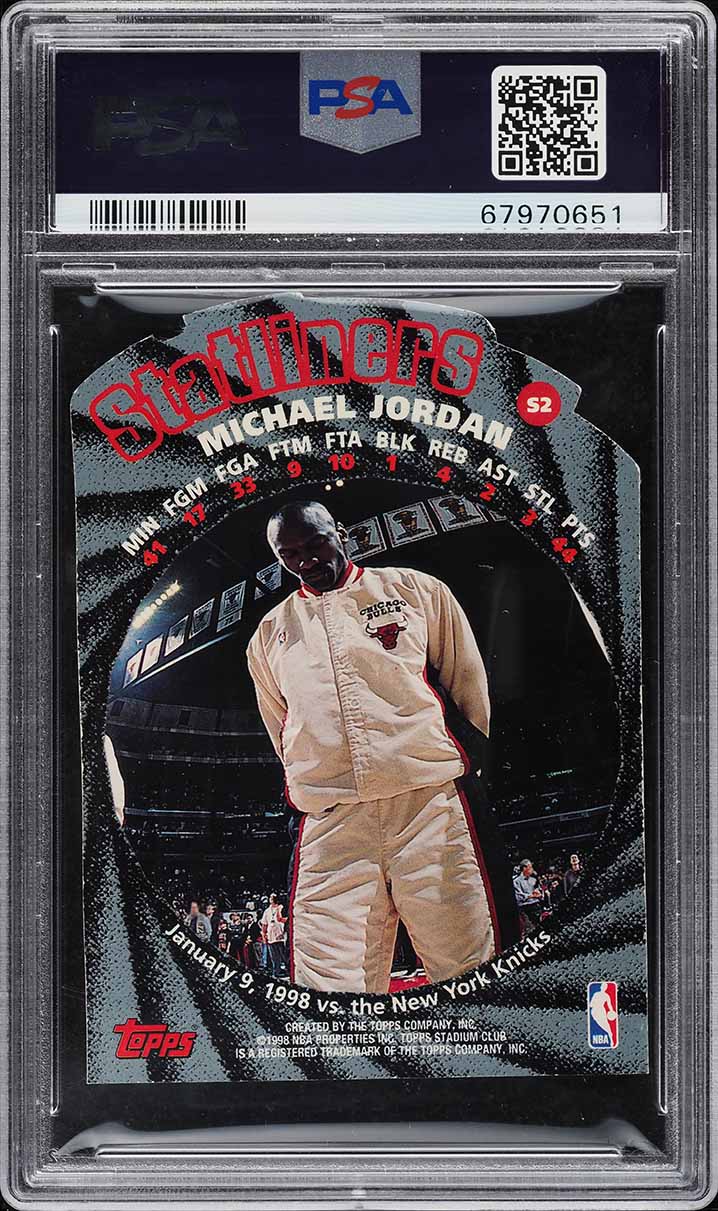 1998 Stadium Club Statliners Michael Jordan #S2 PSA 8 NM-MT