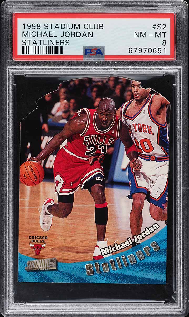 1998 Stadium Club Statliners Michael Jordan #S2 PSA 8 NM-MT