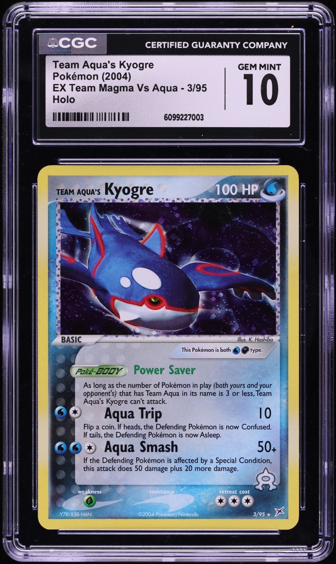 2004 Pokemon EX Team Magma VS Aqua Holo Team Aqua's Kyogre #3 CGC 10 GEM MINT