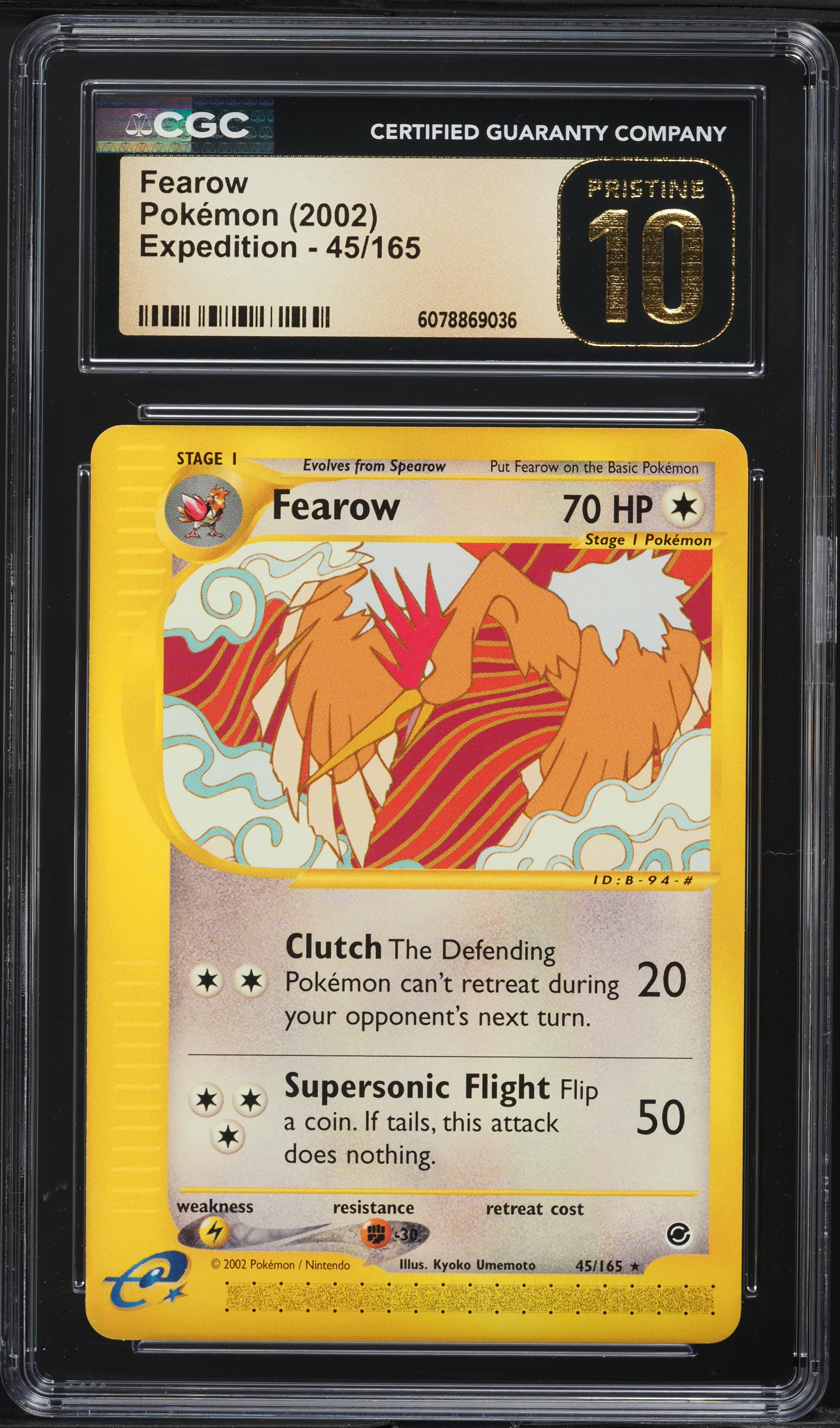 2002 Pokemon Expedition Fearow #45 CGC 10 PRISTINE