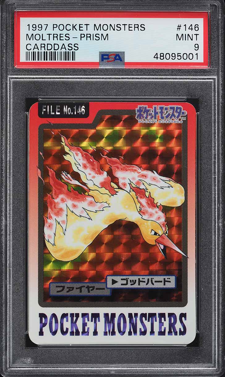 1997 Pokemon Japanese Pocket Monsters Carddass Prism Moltres #146 PSA 9 MINT