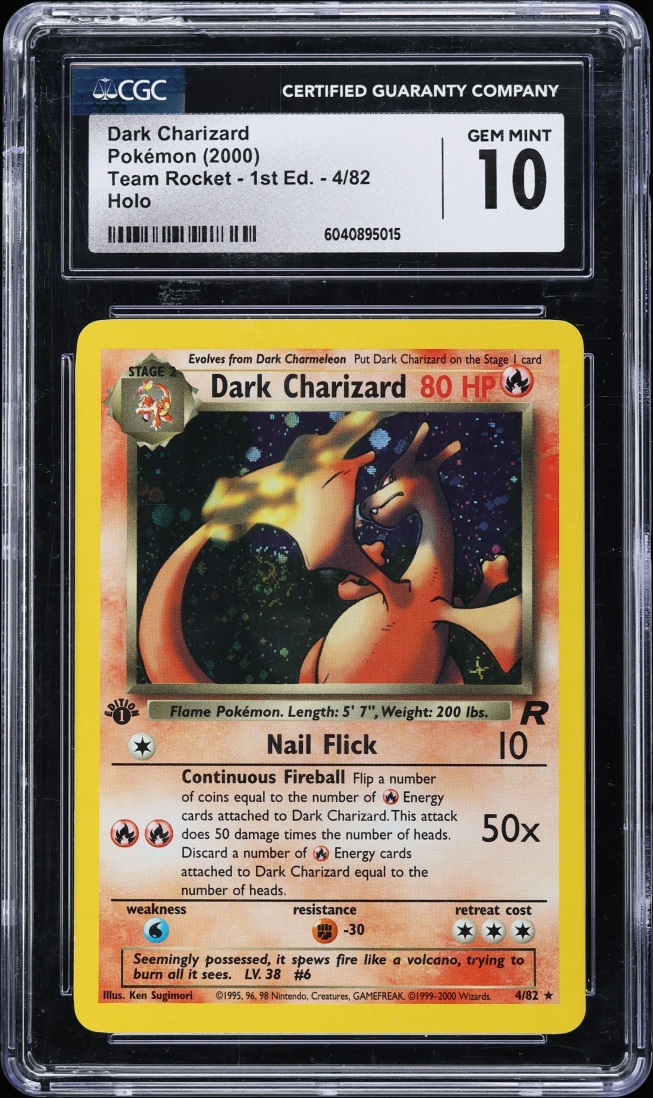 2000 Pokemon Team Rocket 1st Edition Holo Dark Charizard #4 CGC 10 GEM MINT