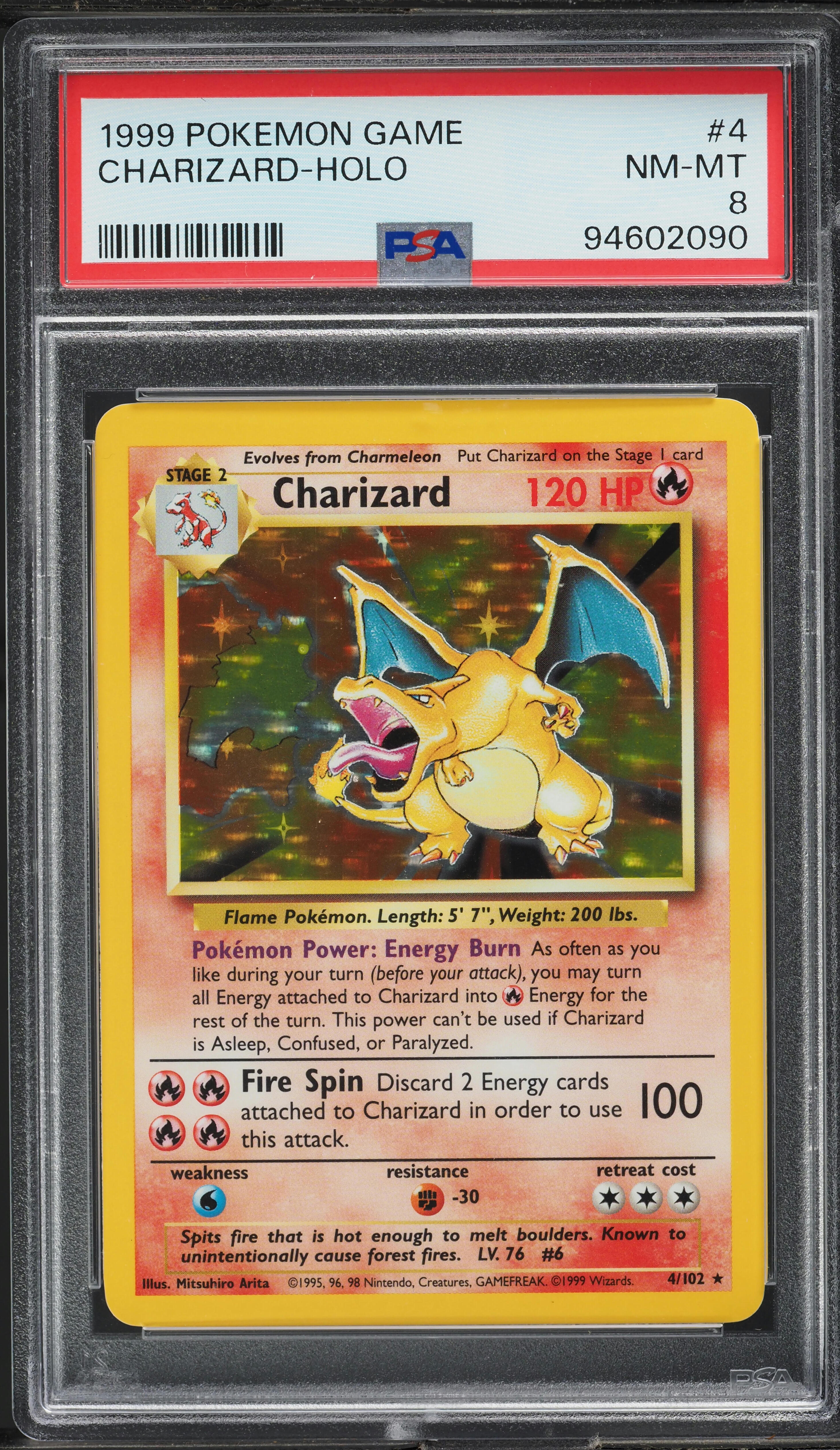 1999 Pokemon Base Set Holo Charizard #4 PSA 8 NM-MT