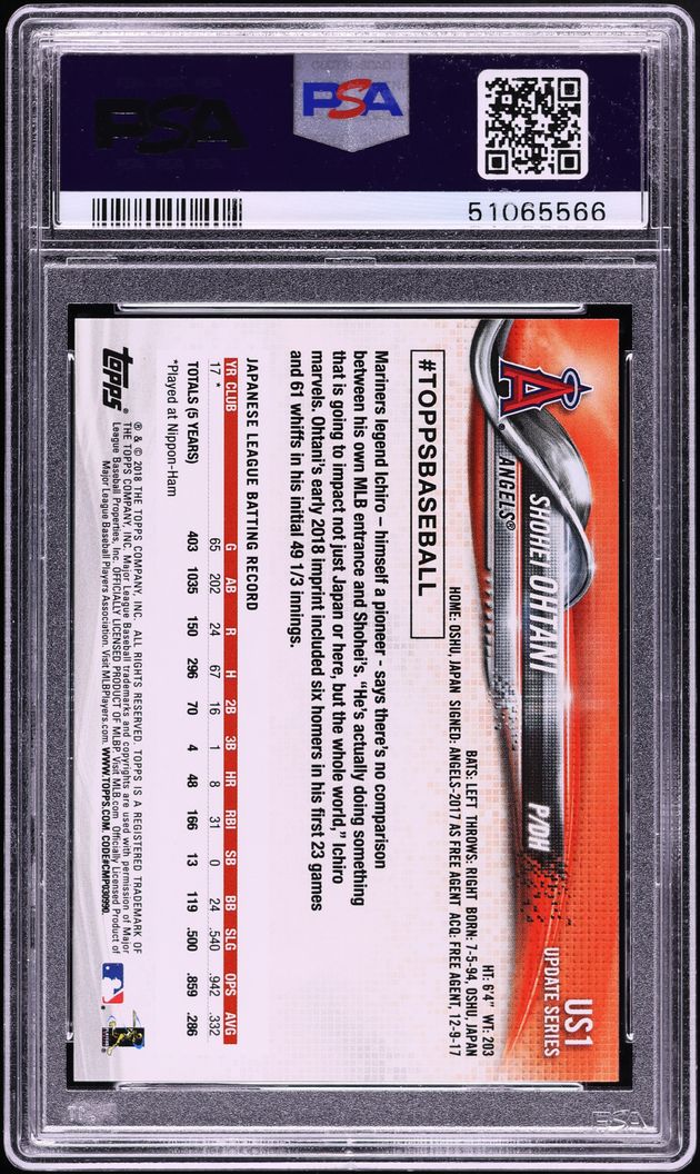 2018 Topps Update Pitching In Red Jersey Shohei Ohtani ROOKIE RC #US1 PSA 10 GEM