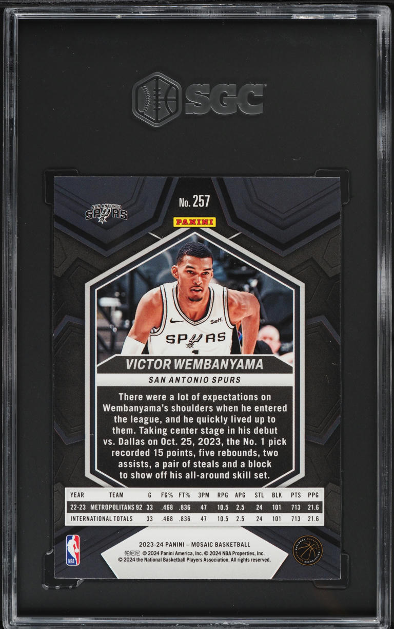 2023 Panini Mosaic Victor Wembanyama ROOKIE #257 SGC 9 MINT