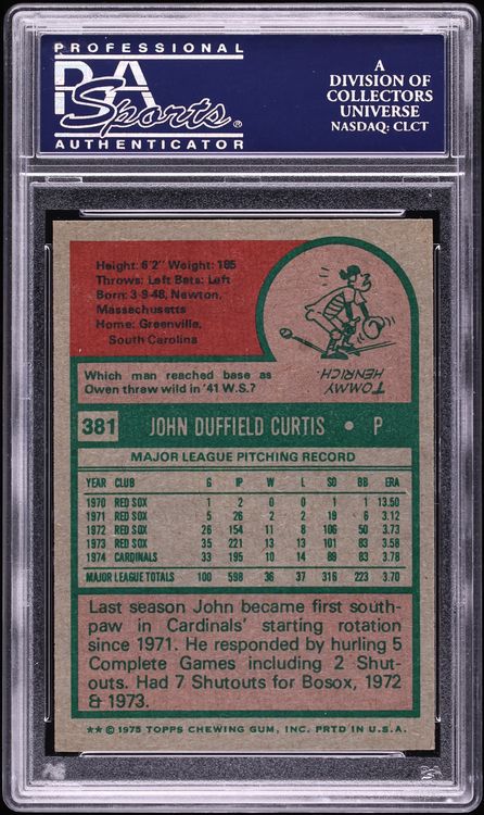 1975 Topps John Curtis #381 PSA 8 NM-MT