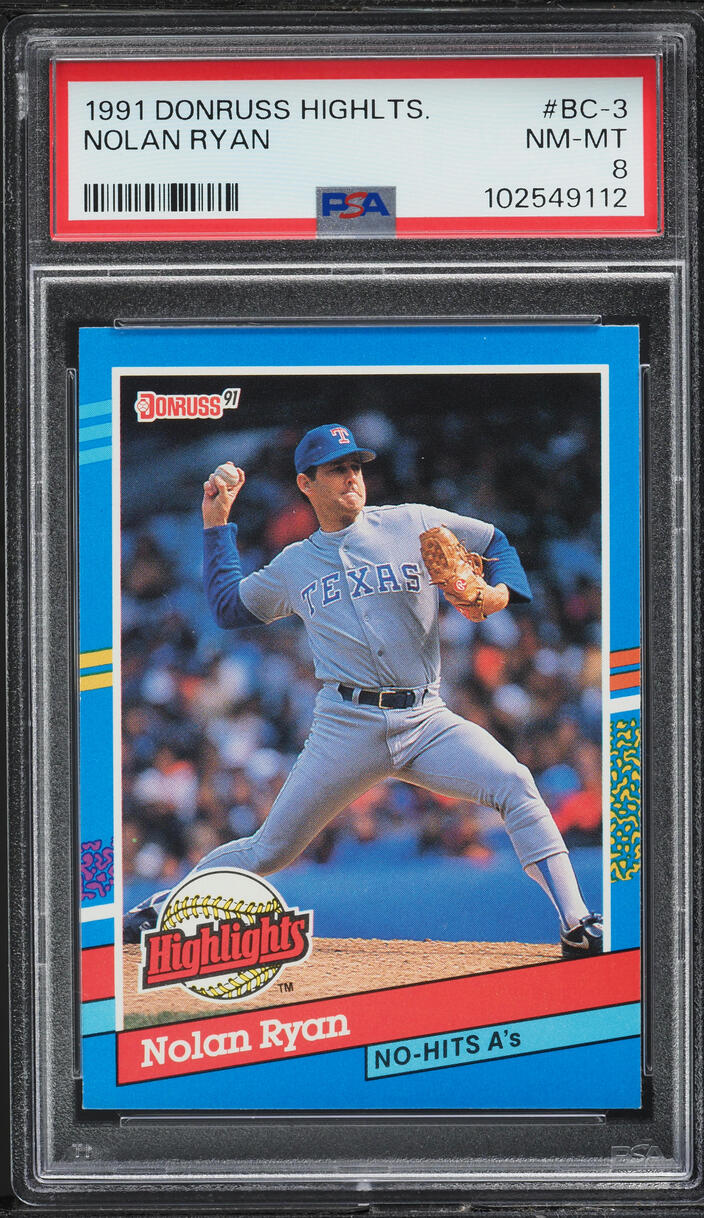 1991 Donruss Highlights Nolan Ryan #BC-3 PSA 8 NM-MT