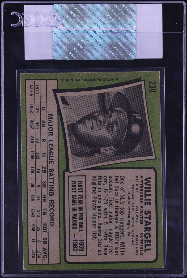 1971 Topps Willie Stargell #230 CGC AUTH