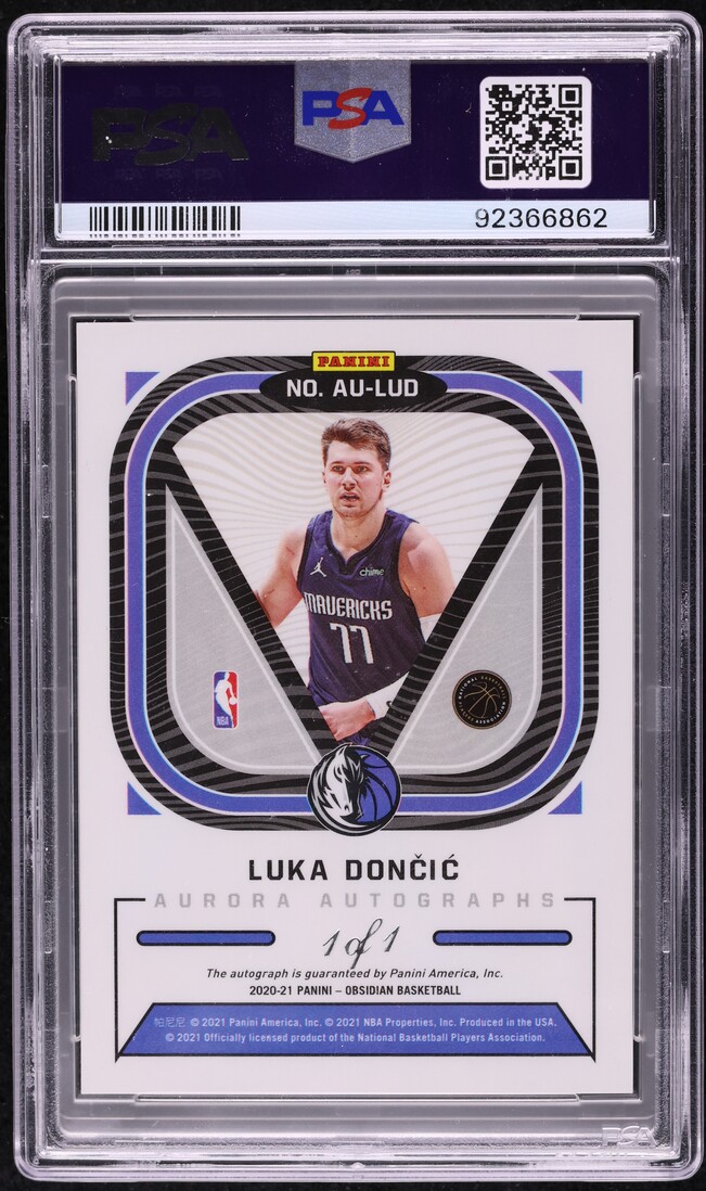 2020 Panini Obsidian Aurora EE White Mojo Luka Doncic AUTO DNA 10 1/1 PSA 10 GEM