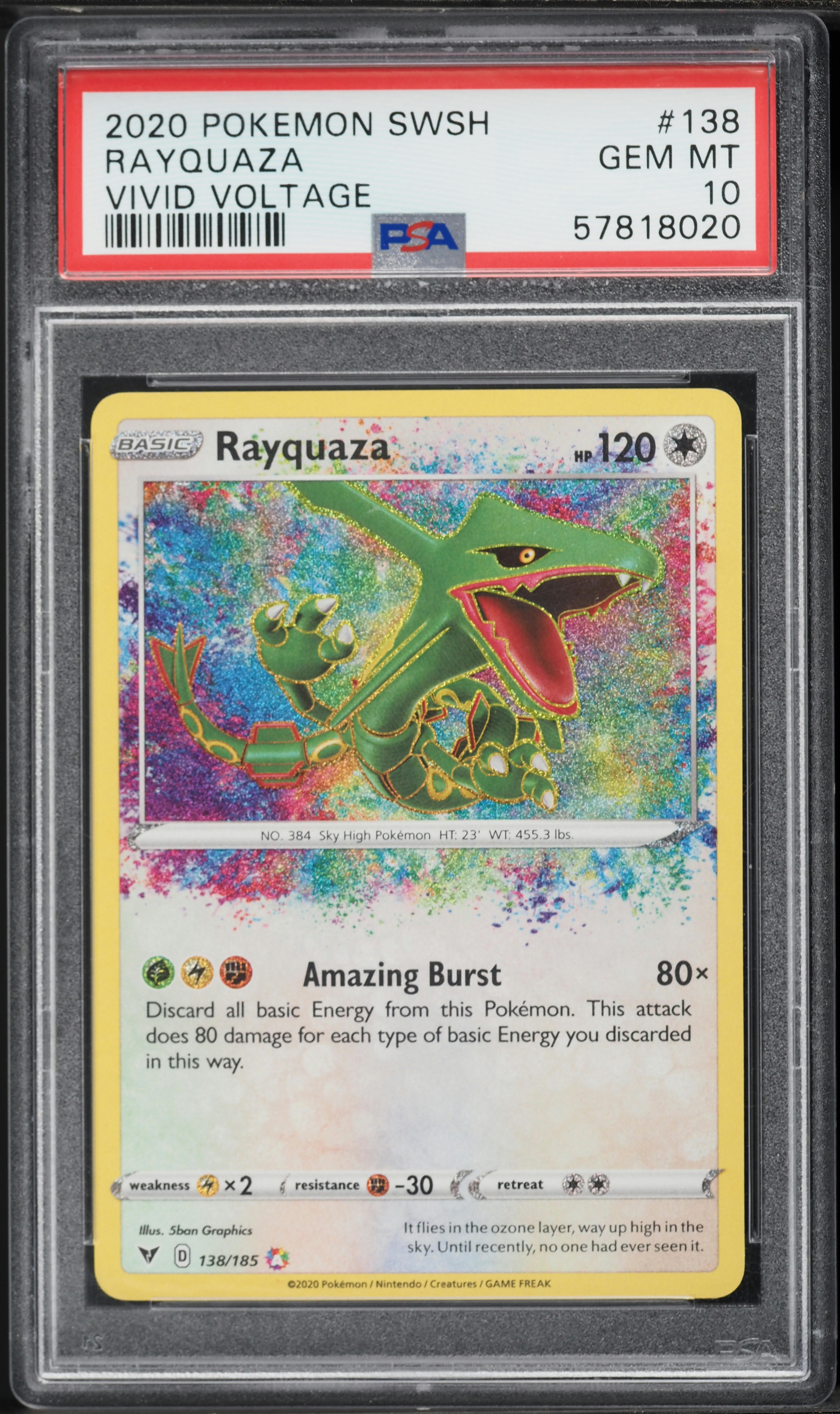 2020 Pokemon Sword & Shield Vivid Voltage Amazing Rare Rayquaza #138 PSA 10 GEM MINT