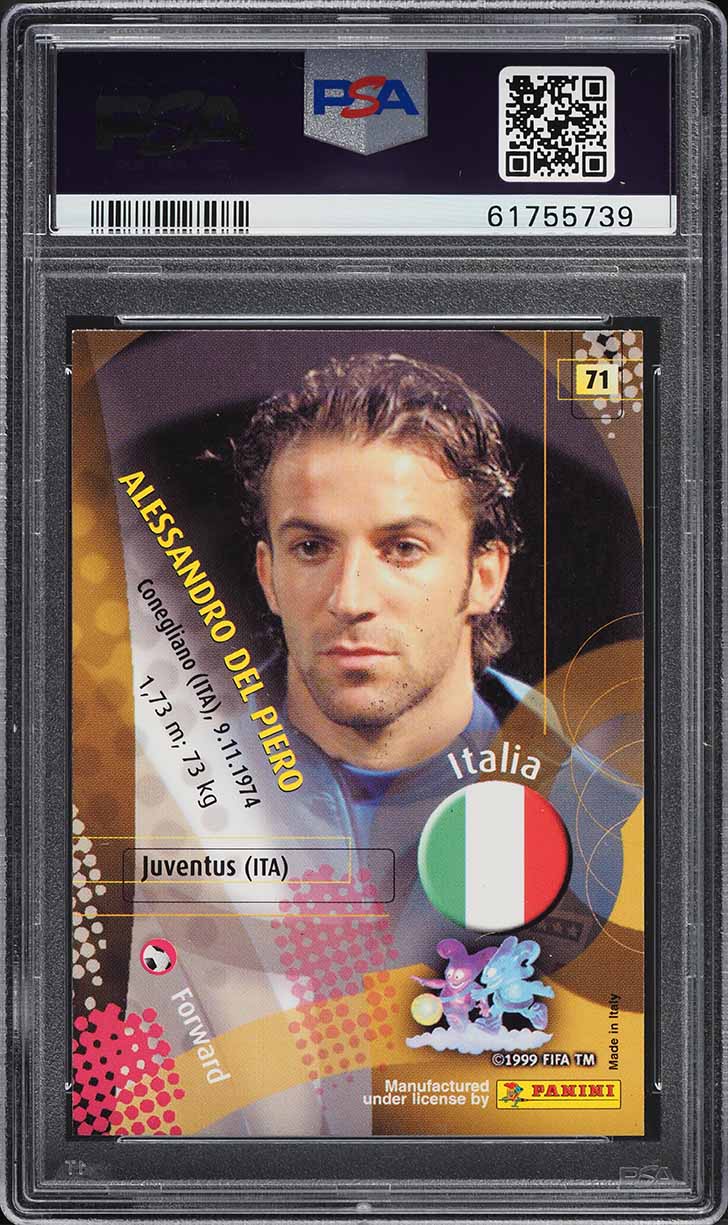 2002 Panini World Cup Korea Japan Exclusive Alessandoro Del Piero #71 PSA 8