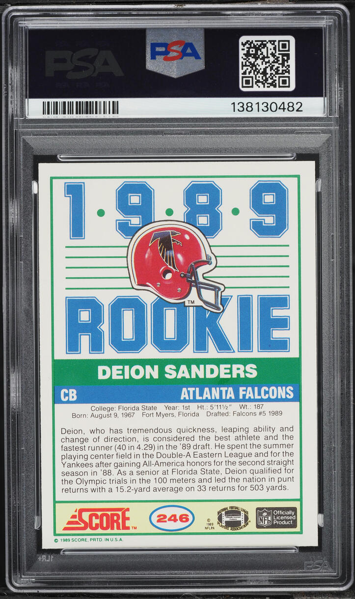 1989 Score Football Deion Sanders ROOKIE #246 PSA 9 MINT