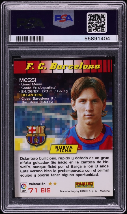 2004 Panini Sports Mega Cracks La Liga Lionel Messi ROOKIE #71 PSA 7 NRMT - Photo 2