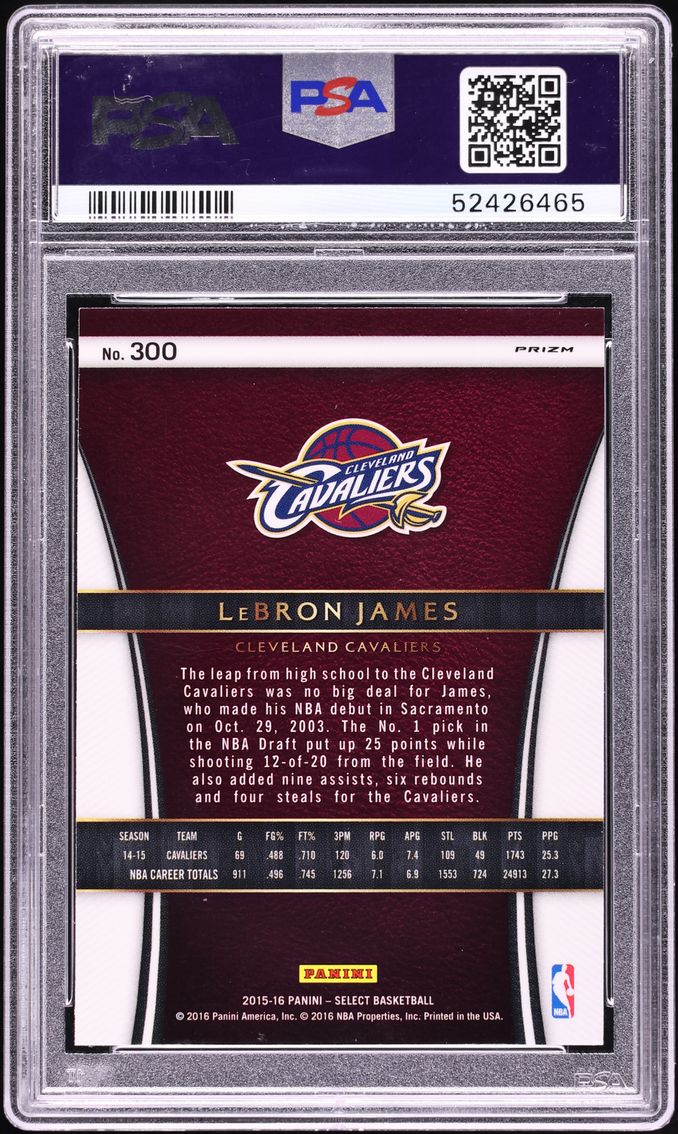 2015 Select Courtside Silver Prizm LeBron James #300 PSA 10 GEM MINT - Photo 2