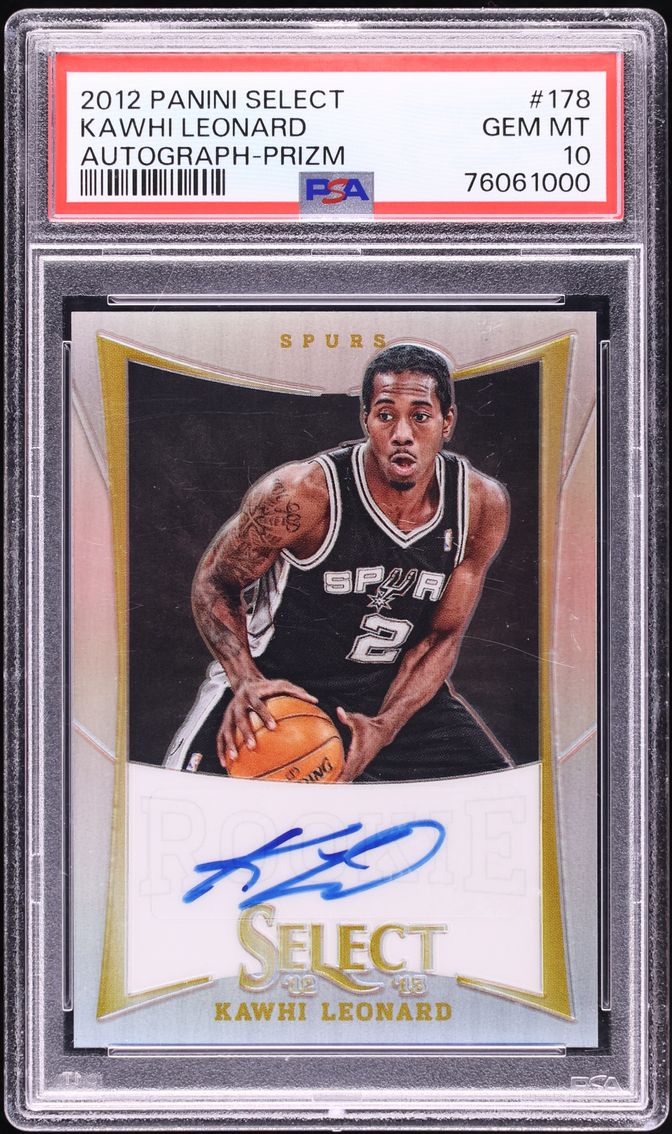 2012 Select Silver Prizm Kawhi Leonard ROOKIE AUTO /199 #178 PSA 10 GEM MINT - Photo 1