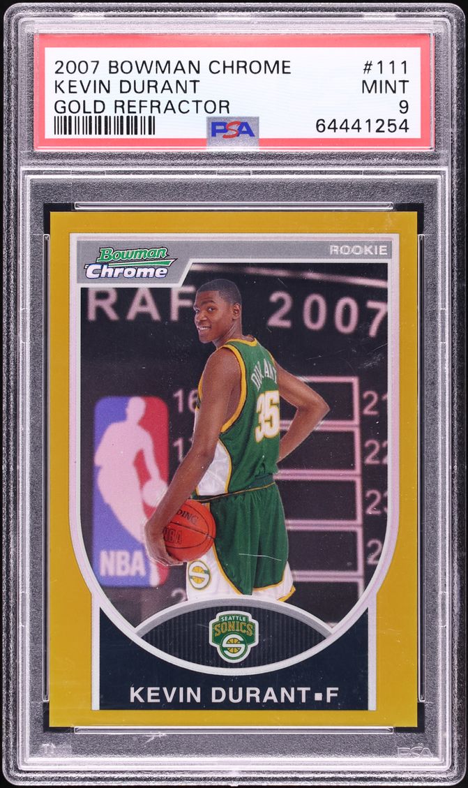 2007 Bowman Chrome Gold Refractor Kevin Durant ROOKIE /99 #111 PSA 9 MINT - Photo 1