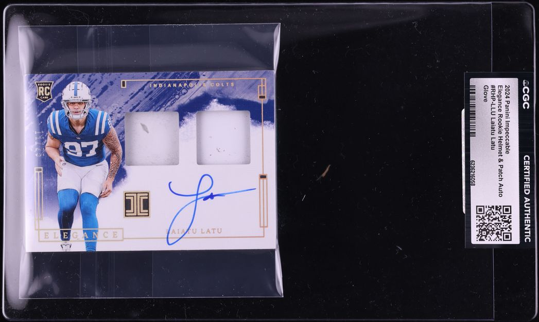2024 Panini Impeccable Elegance Helmet & Glove Laiatu Latu RC PATCH AUTO /25 #RHP-LLU CGC AUTH