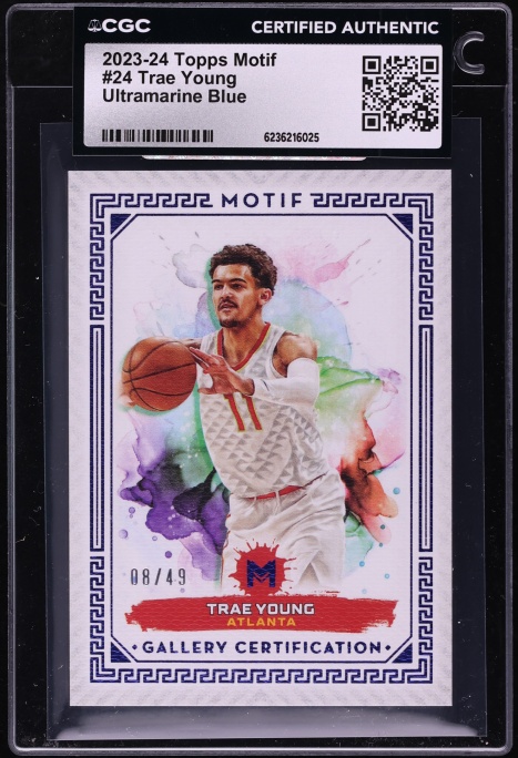 2023 Topps Motif Ultramarine Blue Trae Young /49 #24 CGC AUTH