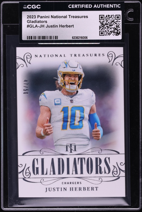 2023 National Treasures Gladiators Justin Herbert /50 #GLA-JH CGC AUTH