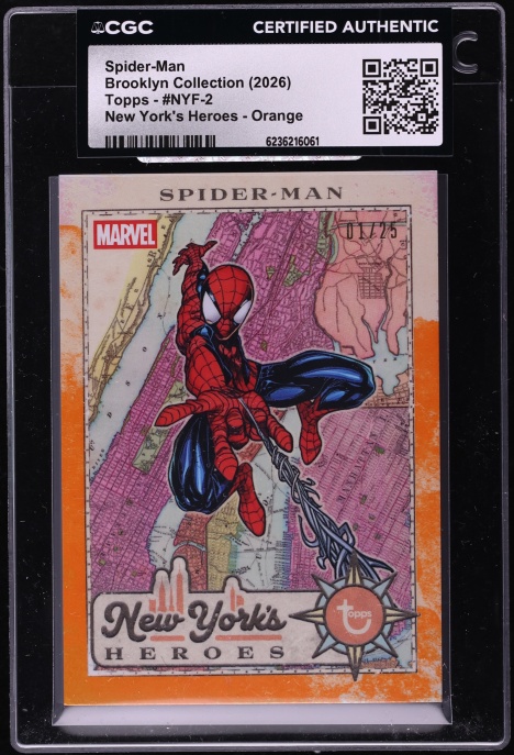 2026 Topps Marvel Brooklyn Collection New York's Heroes Orange Spider-Man 1/25 #NYF-2 CGC AUTH