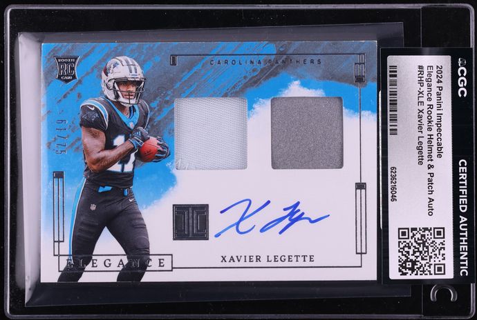 2024 Panini Impeccable Elegance Xavier Legette ROOKIE HELMET PATCH AUTO /75 #RHP-XLE CGC AUTH