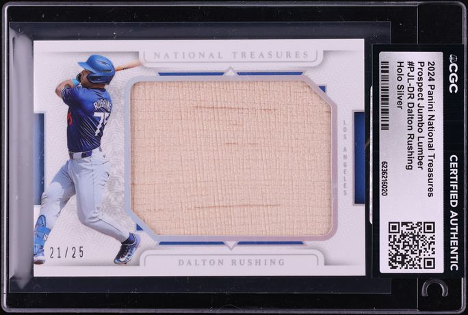 2024 National Treasures Jumbo Lumber Holo Silver Dalton Rushing ROOKIE RELIC /25 CGC AUTH