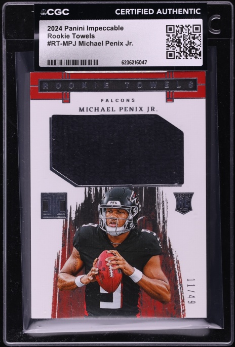2024 Panini Impeccable Towels Michael Penix Jr. ROOKIE PATCH /49 #RT-MPJ CGC AUTH
