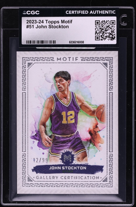 2023 Topps Motif Basketball John Stockton JERSEY # 12/99 #51 CGC AUTH