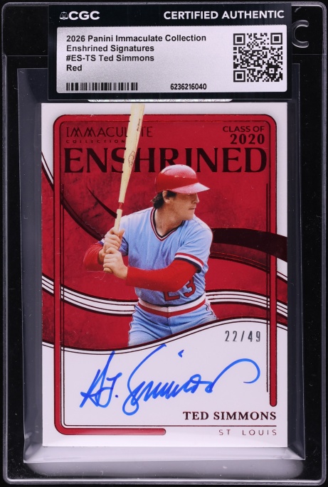 2026 Immaculate Collection Enshrined Red Ted Simmons AUTO /49 #ES-TS CGC AUTH