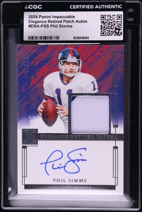 2024 Panini Impeccable Elegance Retired Patch Phil Simms PATCH AUTO /75 #ERA-PSS CGC AUTH