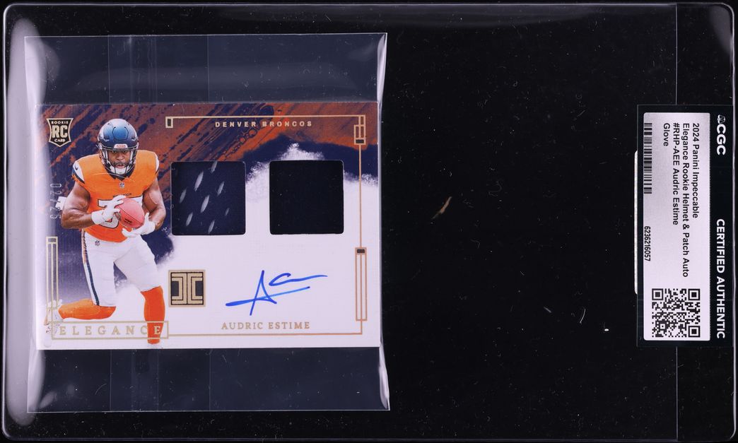 2024 Panini Impeccable Elegance Helmet & Glove Audric Estime RC PATCH AUTO /25 #RHPAEE CGC AUTH
